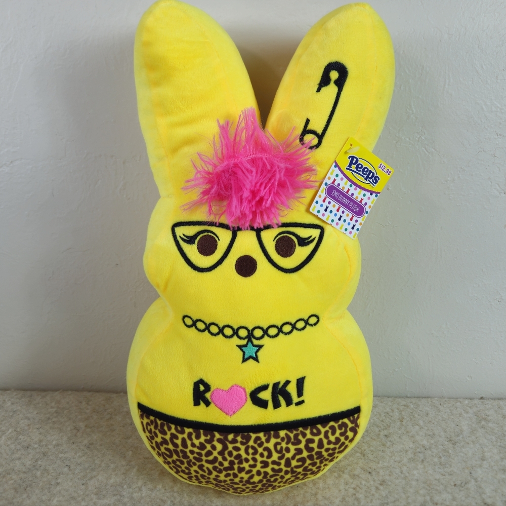 (NEW) Peeps 2024 Easter Bunny Plush Emo Yellow Punk Rock 15"